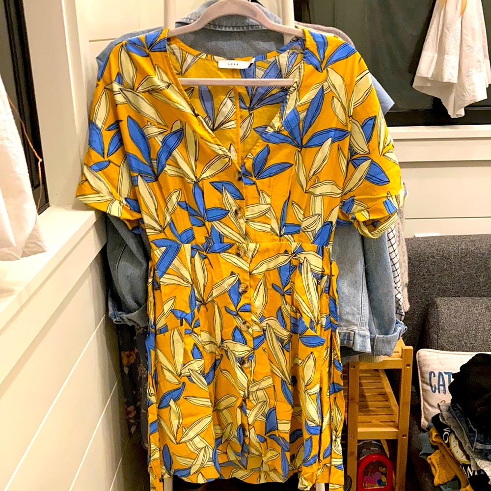 Golden floral summer dress